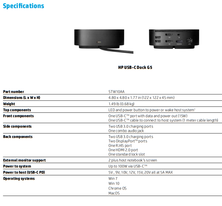 Hp usb c dock g5 совместимость